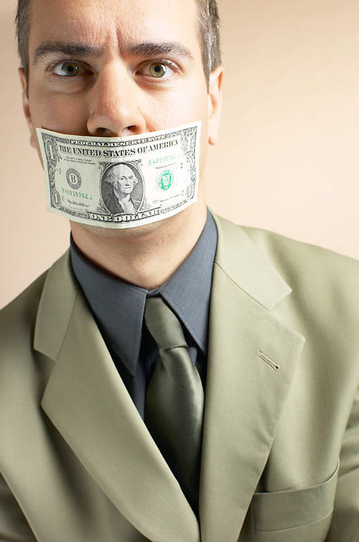 man with money over mouth BE 3
